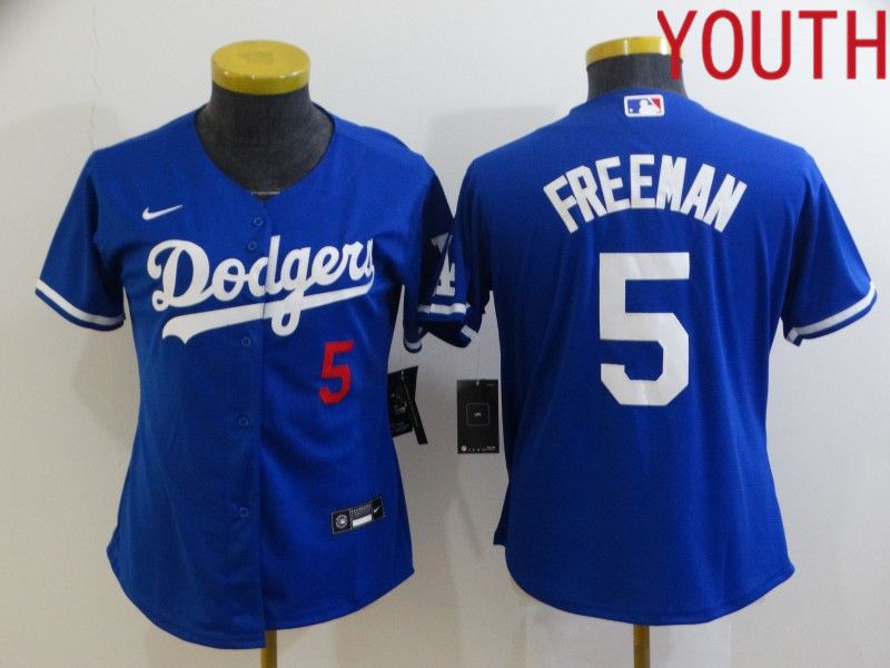Youth Los Angeles Dodgers #5 Freddie Freeman Blue Nike 2022 MLB Jersey